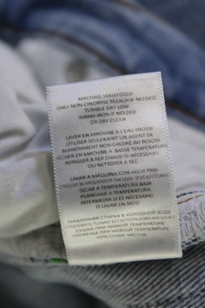 Re/Done Womens Boyfriend Cropped Light Blue Jeans Button Mid Rise Size 26
