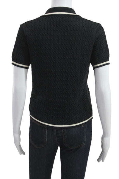 Zara Women Basic Black Collared Short Sleeve Polo Size S