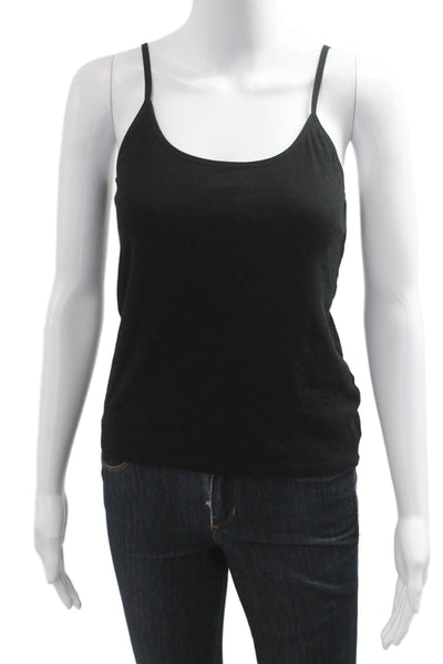 Zara Women Basic Camisole Black Cotton Stretch Round Neck Sleeveless Size L