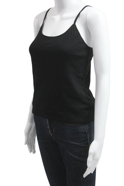 Zara Women Basic Camisole Black Cotton Stretch Round Neck Sleeveless Size L