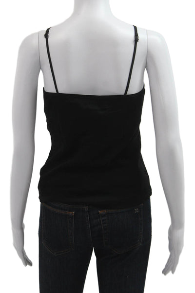 Zara Women Basic Camisole Black Cotton Stretch Round Neck Sleeveless Size L