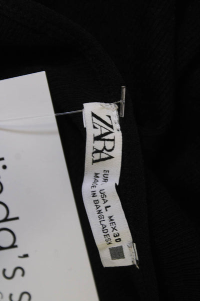 Zara Women Basic Camisole Black Cotton Stretch Round Neck Sleeveless Size L