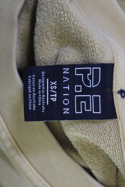 PE Nation Womens Pullover Sweatshirt Beige Organic Cotton Size XS