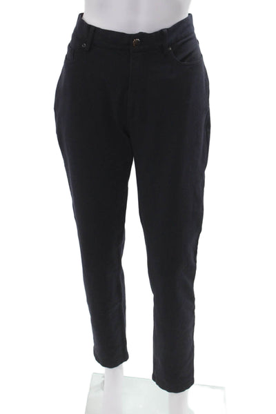 Patrick Assaraf Unisex Black Cropped Ankle Pants Button Size 34