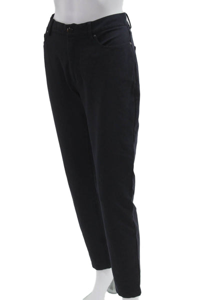 Patrick Assaraf Unisex Black Cropped Ankle Pants Button Size 34