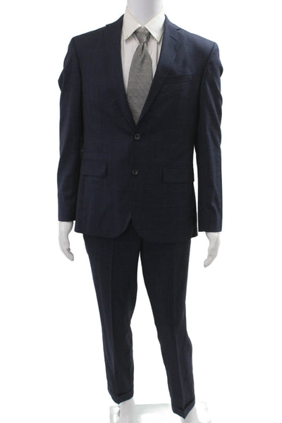 Barneys New York Mens 2 Piece Dark Blue Wool Suit Button Collared Size 40