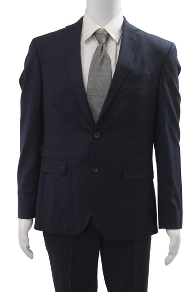 Barneys New York Mens 2 Piece Dark Blue Wool Suit Button Collared Size 40