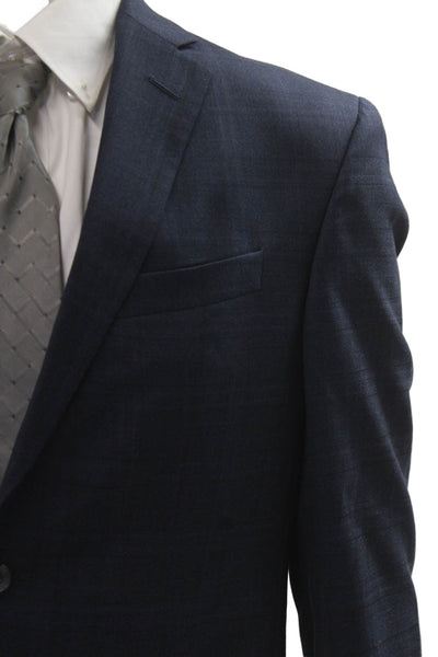 Barneys New York Mens 2 Piece Dark Blue Wool Suit Button Collared Size 40