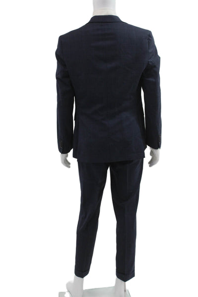 Barneys New York Mens 2 Piece Dark Blue Wool Suit Button Collared Size 40