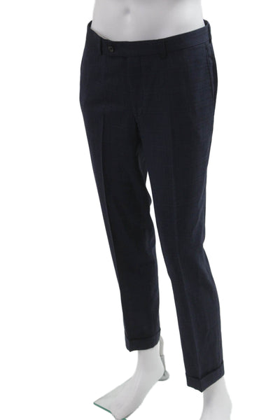 Barneys New York Mens 2 Piece Dark Blue Wool Suit Button Collared Size 40