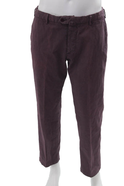 Domenico Vacca Mens Cropped Chino Pants Purple Cotton Blend Button Size 26