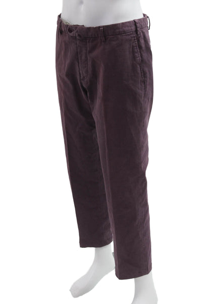 Domenico Vacca Mens Cropped Chino Pants Purple Cotton Blend Button Size 26