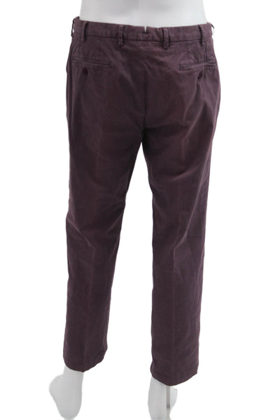Domenico Vacca Mens Cropped Chino Pants Purple Cotton Blend Button Size 26