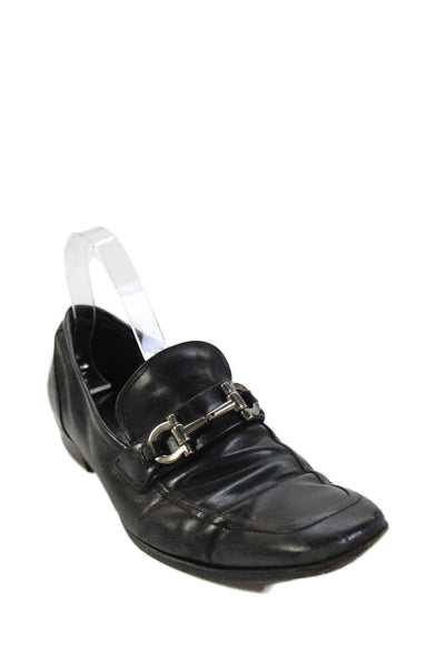 Salvatore Ferragamo Mens Leather Slide On Dress Shoe Loafers Black Size 7.5 D