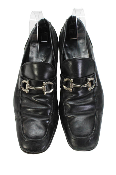 Salvatore Ferragamo Mens Leather Slide On Dress Shoe Loafers Black Size 7.5 D