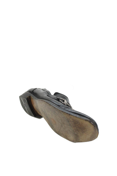 Salvatore Ferragamo Mens Leather Slide On Dress Shoe Loafers Black Size 7.5 D