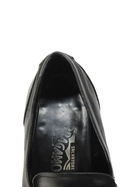 Salvatore Ferragamo Mens Leather Slide On Dress Shoe Loafers Black Size 7.5 D