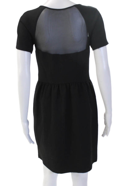 Club Monaco Women Bodycon Sheath Black Short Sleeve Zip Dress Size 8