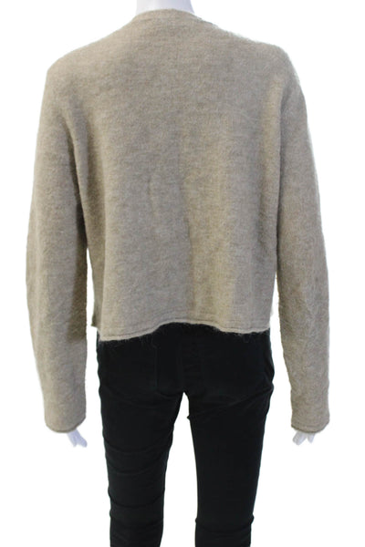 Zara Womens Cardigan Beige Button Round Neck Long Sleeve Size M