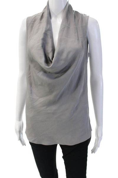 Theory Womens Sleeveless Silk Blend Blouse Gray Solid Designer Size 0P
