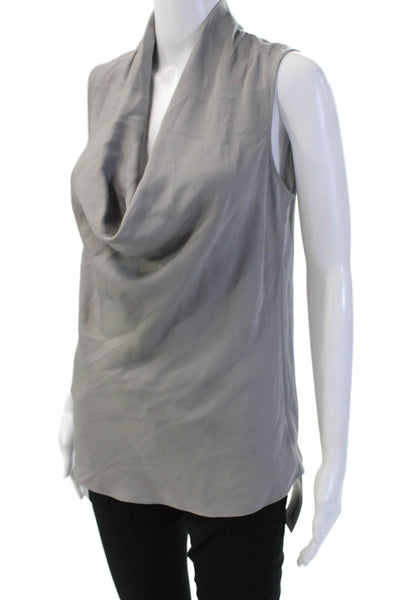Theory Womens Sleeveless Silk Blend Blouse Gray Solid Designer Size 0P