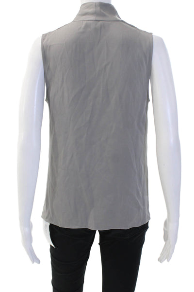 Theory Womens Sleeveless Silk Blend Blouse Gray Solid Designer Size 0P
