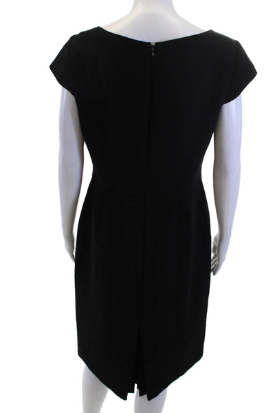 Tahari Womens Sheath Dress Black Square Neck Short Sleeve Knee Length Size 8