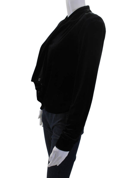 BCBG Paris Womens Black Mock Neck Button Blouse Long Sleeve Size 2