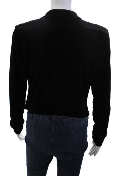 BCBG Paris Womens Black Mock Neck Button Blouse Long Sleeve Size 2