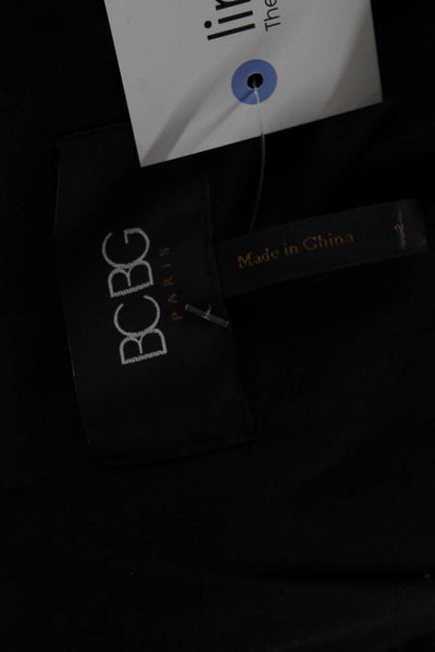 BCBG Paris Womens Black Mock Neck Button Blouse Long Sleeve Size 2