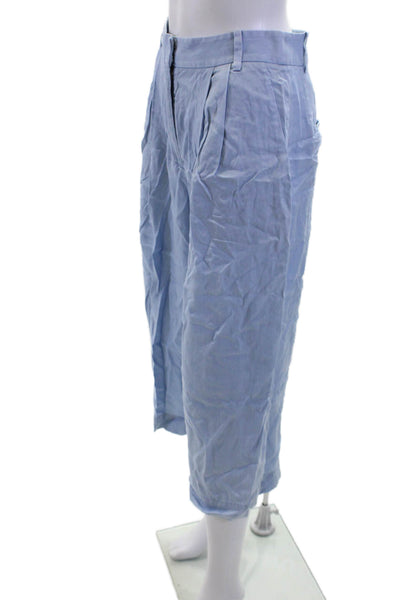 Tibi Womens Cropped Pants Light Blue 100% Lyocell Button Inseam 28 Size 2