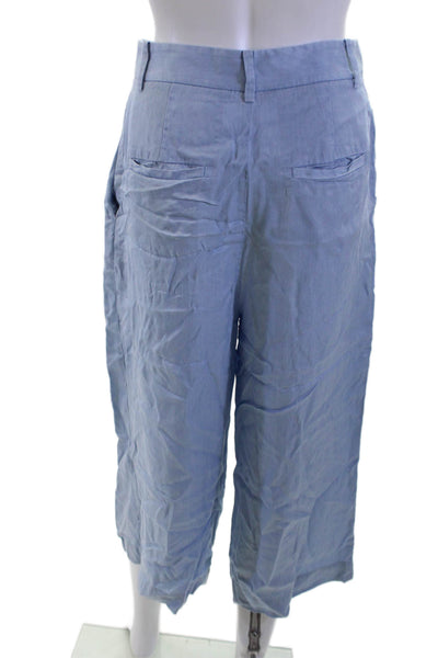 Tibi Womens Cropped Pants Light Blue 100% Lyocell Button Inseam 28 Size 2