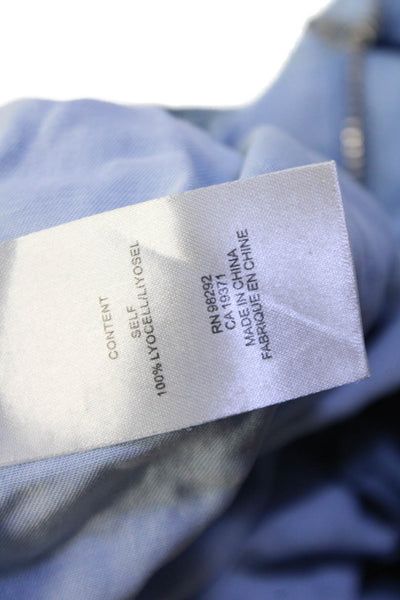 Tibi Womens Cropped Pants Light Blue 100% Lyocell Button Inseam 28 Size 2