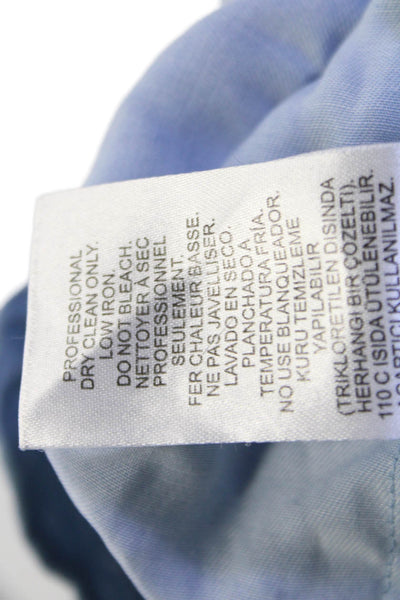 Tibi Womens Cropped Pants Light Blue 100% Lyocell Button Inseam 28 Size 2