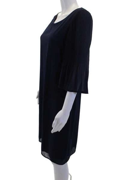La Fee Maraboutee Womens Dark Blue Shift Dress 3/4 Sleeve Round Neck Size M