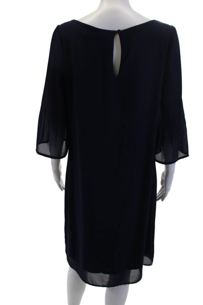 La Fee Maraboutee Womens Dark Blue Shift Dress 3/4 Sleeve Round Neck Size M