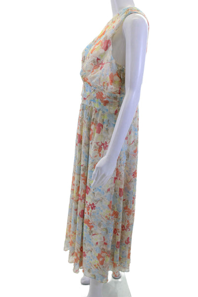 Likely Women Maxi Sundress Floral Multi-Color Zip Lurex Beach Size 12