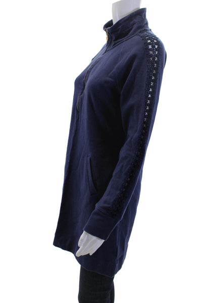 Lily Pulitzer Women Tunic Sweatshirt Dark Blue Mock Neck Long Sleeve Size S