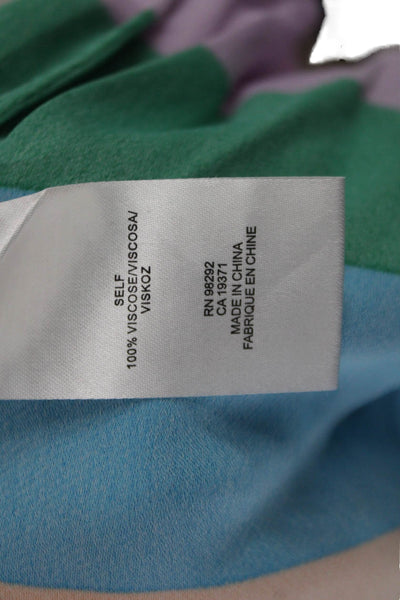 Tibi Womens Basic Striped Green Viscose Round Neck Sleeveless Tank Size 0