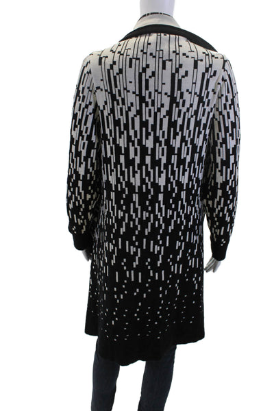 Escada Womens Black Virgin Wool Geometric Long Sleeve Coatigan Size M