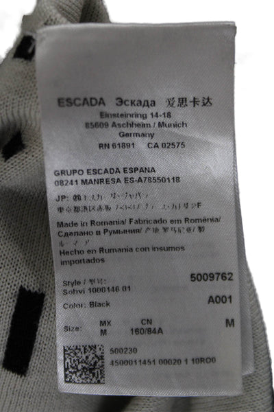 Escada Womens Black Virgin Wool Geometric Long Sleeve Coatigan Size M