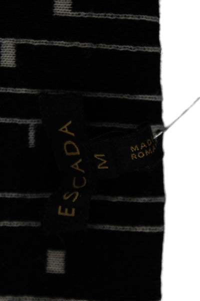 Escada Womens Black Virgin Wool Geometric Long Sleeve Coatigan Size M