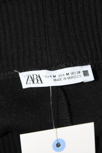 Zara Womens A-Line Skirt Black Polyester Viscose Elastane Size M