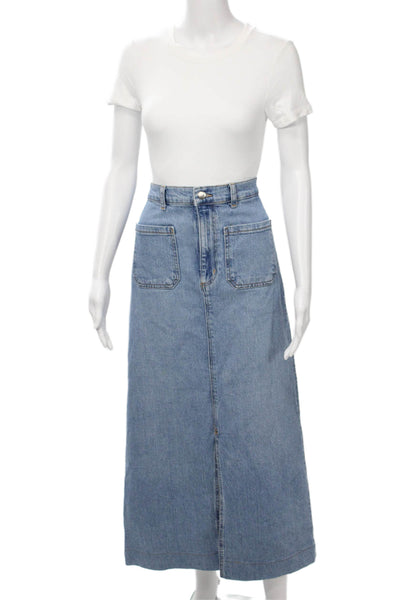 Zara Womens A-Line Maxi Denim Skirt Blue Size M