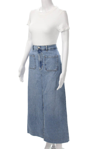 Zara Womens A-Line Maxi Denim Skirt Blue Size M