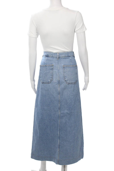 Zara Womens A-Line Maxi Denim Skirt Blue Size M