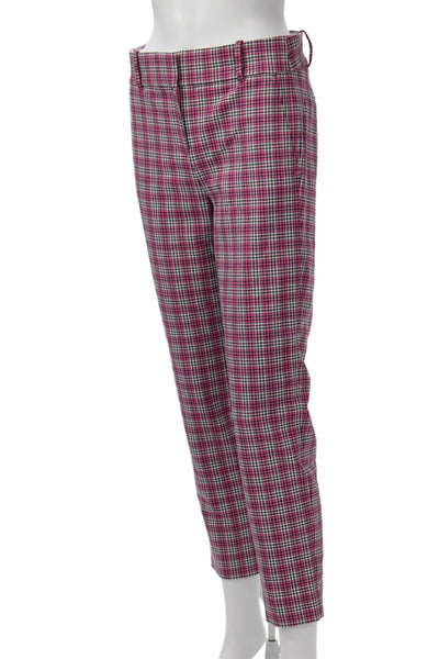 J Crew Women Black Plaid Ankle Cropped Dress Pants Size 2