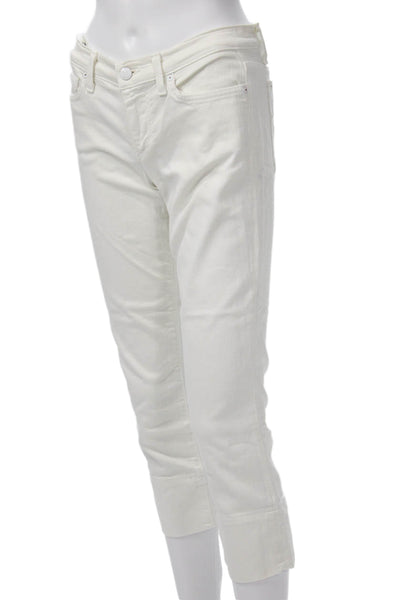 Joes Womens White Capri Cropped Pants High Rise Button Size 26