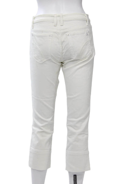 Joes Womens White Capri Cropped Pants High Rise Button Size 26