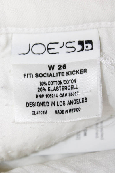 Joes Womens White Capri Cropped Pants High Rise Button Size 26